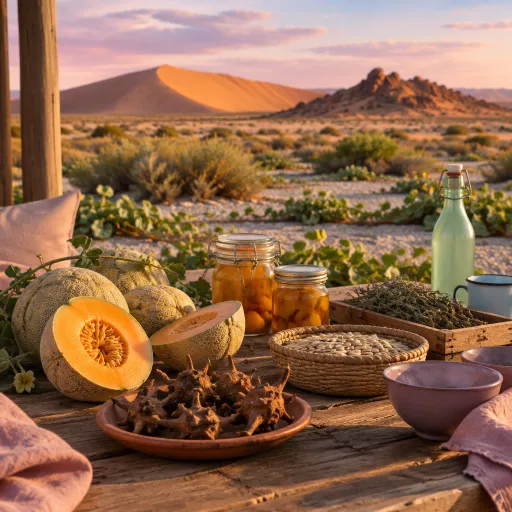 Desert ingredients the lodges are finally using: !nara melons, devil's claw and the Namibian pantry